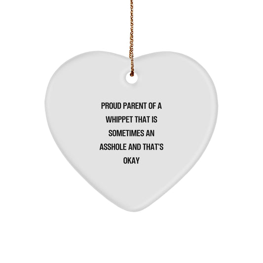 Christmas Tree Holiday Gift for Her Whippet Dog Heart Ornament Present - Image 1