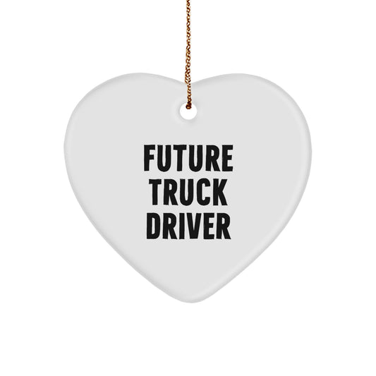 Funny Truck Driver Gifts for Him, Future Truck Driver Heart Ornament, Unique Christmas Unique Gifts from Friends - Image 1