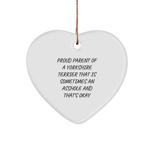 Funny Yorkshire Terrier Dog Gifts for Proud Parents, Christmas Unique Gifts, Heart Ornament, Gifts from Family, for Men, Women, Friends, Coworkers - Image 1