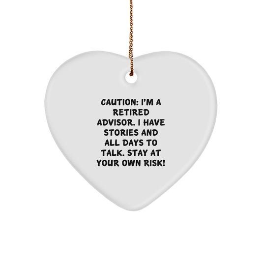 Funny Advisor Gifts - Heart Ornament for Christmas from Friends to Coworkers, 'Stay At Your Own Risk!' - Unique Gift for Advisor's Home Office - Image 1