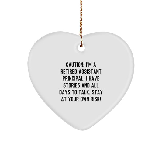 Funny Assistant Principal Heart Ornament, Gifts from Men to Assistant Principal, Christmas Unique Gifts for Retired Educators, Stay At Your Own Risk! - Image 1