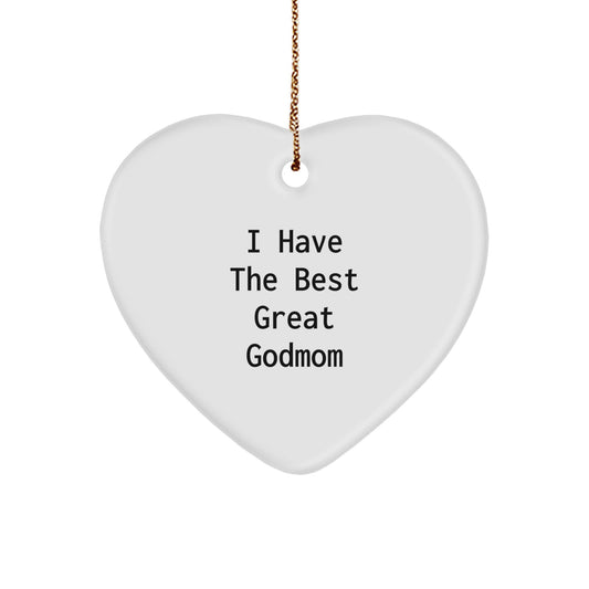 Funny Godmom Gifts from Friends, Heart Ornament I Have The Best Great Godmom, Christmas Unique Decorations - Image 1