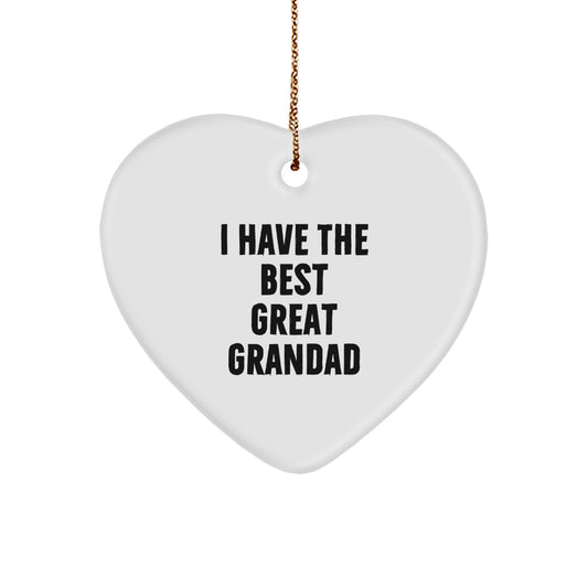 Funny Grandad Gifts, Heart Ornament I Have The Best Great Grandad, Christmas Unique Gifts from Grandchildren - Image 1