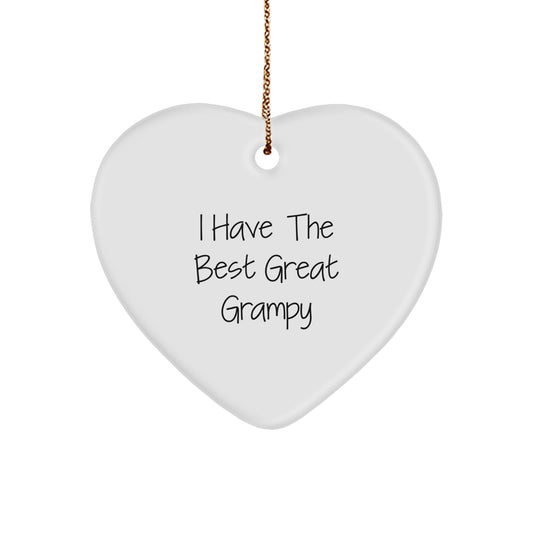 Funny Grampy Heart Ornament Gifts from Men, Friends, Family for Him, Great Grampy Quotes, Christmas Unique Gifts - Image 1