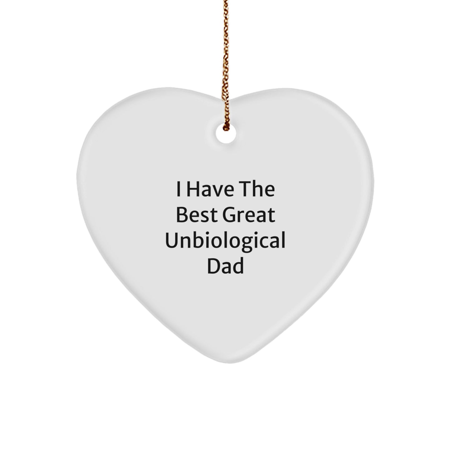 Funny Heart Ornament for Unbiological Dad Gifts from Family, Unique Unbiological Dad Christmas Unique Gifts for Him, Great Unbiological Dad Heart Shaped Ornament - Image 1