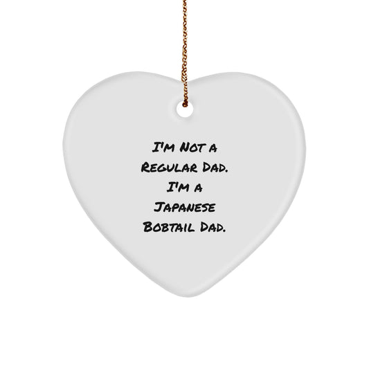 Japanese Bobtail Cat Gifts, Funny Quote Dad Heart Ornament for Men, Gifts from Family for Christmas Unique Presents - Image 1