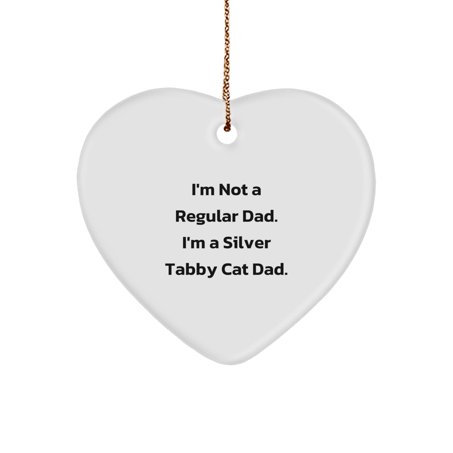 Silver Tabby Cat Dad Heart Ornament, Funny Cat Lover Christmas Unique Gift, Gifts from Family to Silver Tabby Cat Owners, Heart Shaped Ornament for Home Decor - Image 1
