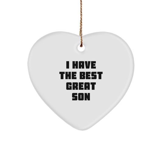 Funny Son Heart Ornament Gift from Mom, Great Son, Love Heart Ornament for Christmas Unique Gifts for Son - Image 1