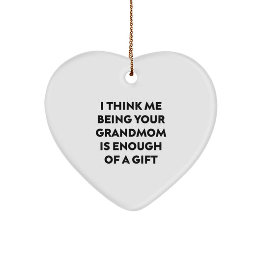 Grandmom Keepsake Christmas Ornament Gift for Him White Heart - Image 1