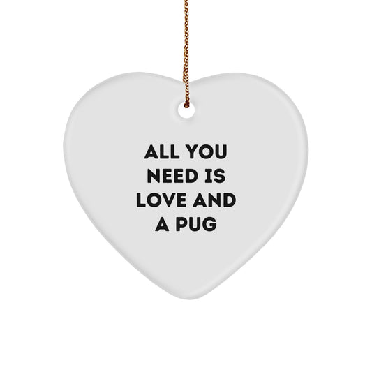 Funny Pug Dog Heart Ornament Gifts from Family and Friends for Christmas Unique - Image 1