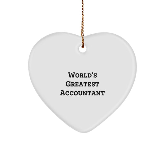 Funny Accountant Gifts, Heart Ornament, 'World's Greatest Accountant' Quote, Christmas Unique Gifts for Men, Women, Family, Coworkers from Friends, Colleagues, Lovers - Image 1