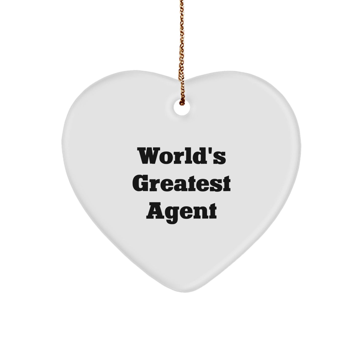 Funny 'World's Greatest Agent' Agent Heart Ornament Gifts for Agent from Friends, Christmas Unique Agent Decorations - Image 1