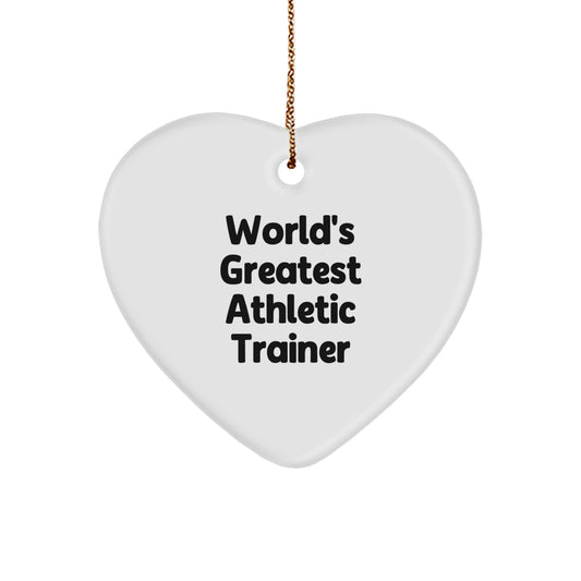 Funny World's Greatest Athletic Trainer Heart Ornament, Unique Gifts for Athletic Trainers, Christmas Unique Gifts from Friends, Funny Heart Ornament for Men, Women, or Family - Image 1