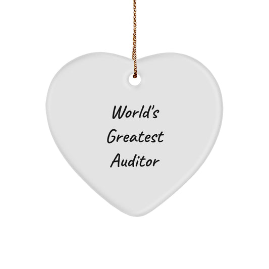 Funny Auditor Gifts from Friends, World's Greatest Auditor Heart Ornament, Christmas Unique Gifts for Auditors - Image 1