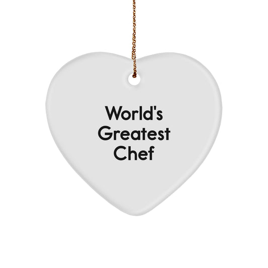Funny Chef Gifts for Men World's Greatest Chef Heart Ornament Christmas Unique Gifts from Men - Image 1