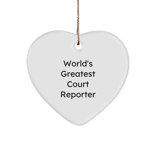 Court Reporter Keepsake White Heart Christmas Ornament for Him Gift - Image 1