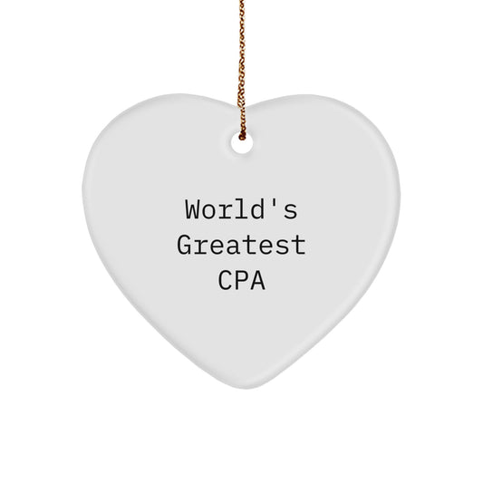 Funny CPA Heart Ornament Gifts from Friends for Christmas - World's Greatest Cpa Inspirational Quote Decorations - Image 1