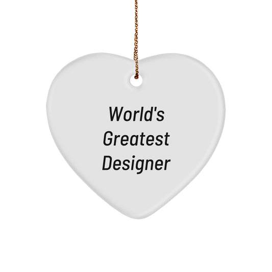 Designer Gifts from Family - 'World's Greatest Designer' Heart Ornament, Christmas Unique Gifts for Designer Friends - Image 1