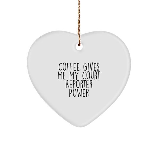 Funny Court Reporter Gifts for Court Reporters - Inspirational Heart Ornament with Coffee Quotes, Gifts from Friends for Coworkers during Christmas Season - Image 1