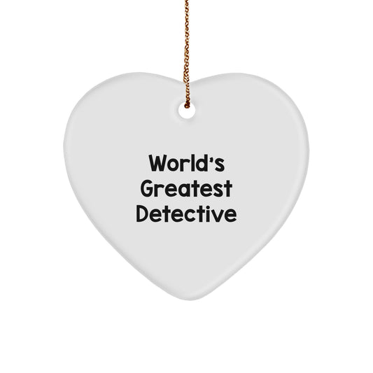 Funny World's Greatest Detective Gifts from Men for Men, Unique Heart Ornament for Detective, Christmas Unique Gifts - Image 1