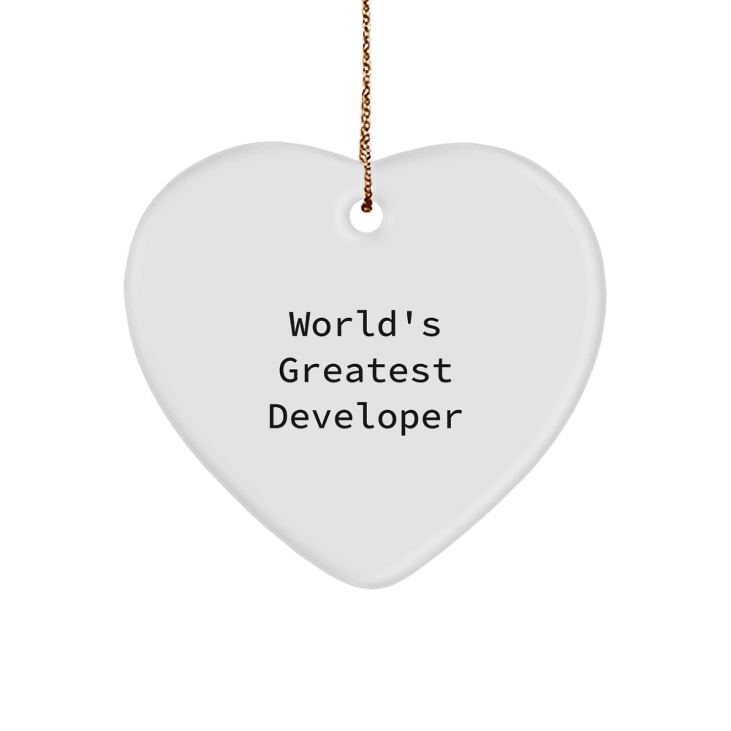 Funny Developer Gifts from Friends, Heart Ornament for World's Greatest Developer, Christmas Unique Gifts - Image 1