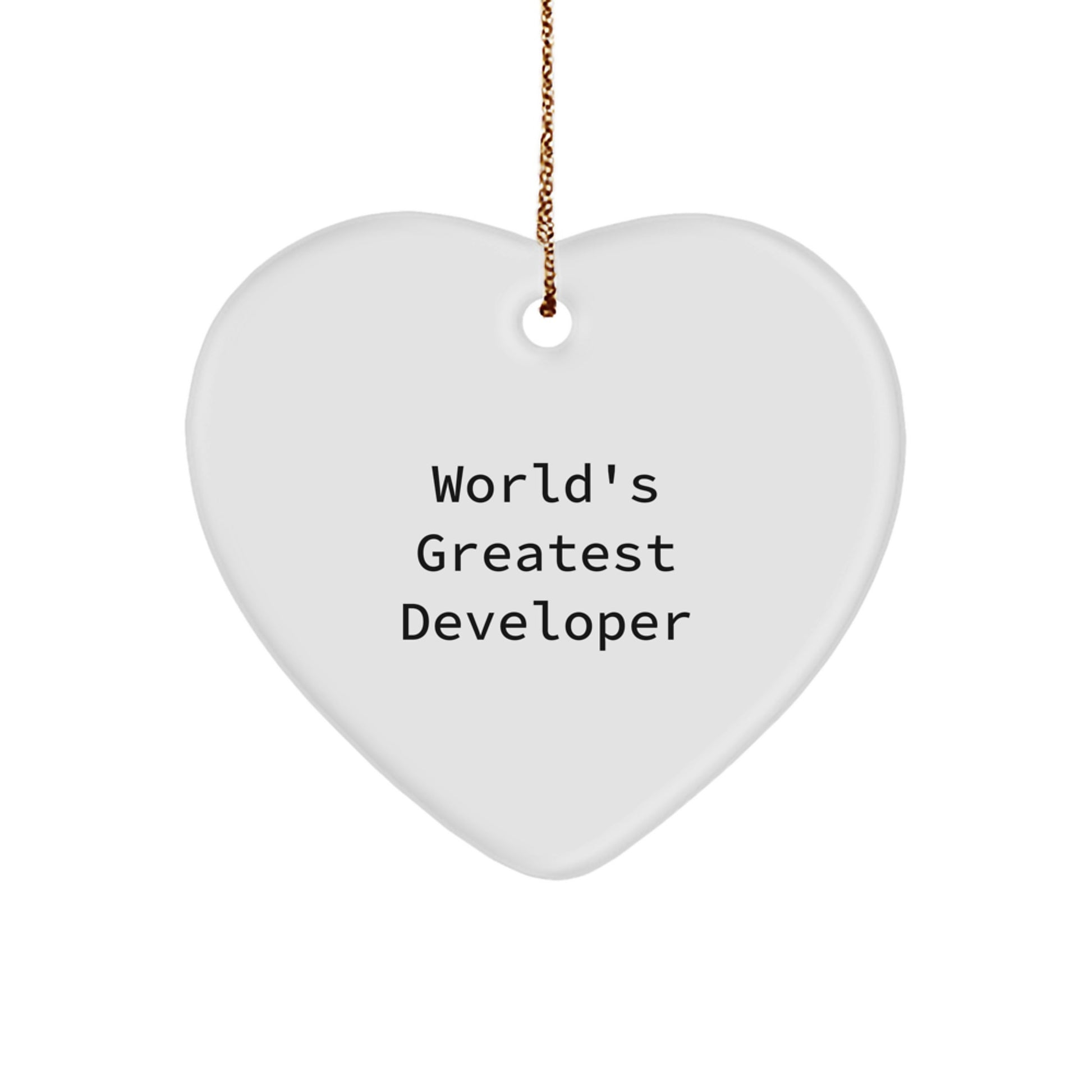 Funny Developer Gifts from Friends, Heart Ornament for World's Greatest Developer, Christmas Unique Gifts - Image 1