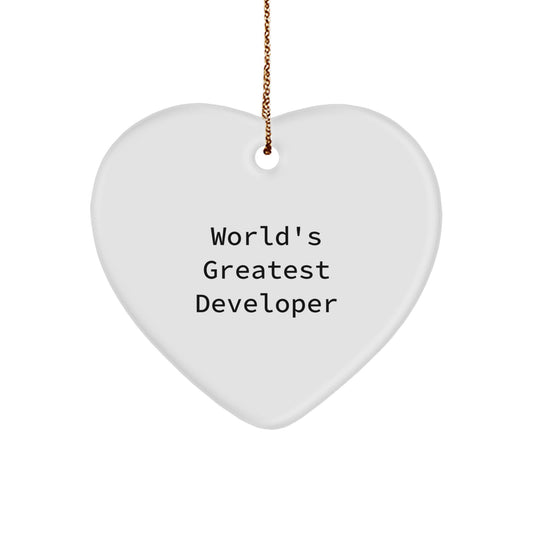 Funny Developer Gifts from Friends, Heart Ornament for World's Greatest Developer, Christmas Unique Gifts - Image 1
