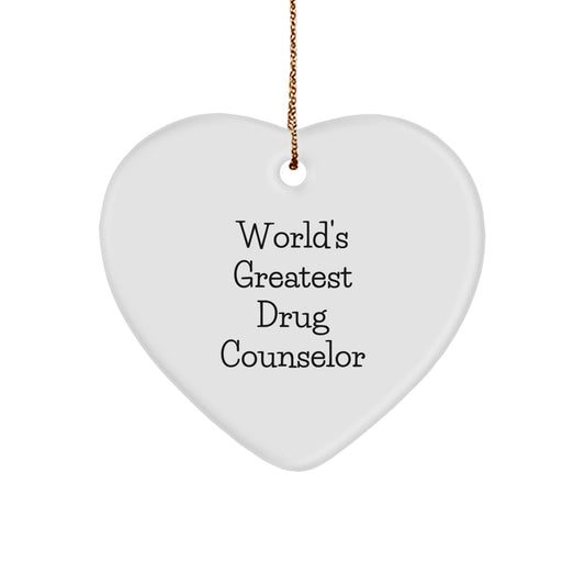 Funny Gift for Drug Counselor Men, World's Greatest Heart Ornament, Christmas Unique Gifts from Friends, Family, Coworkers - Image 1