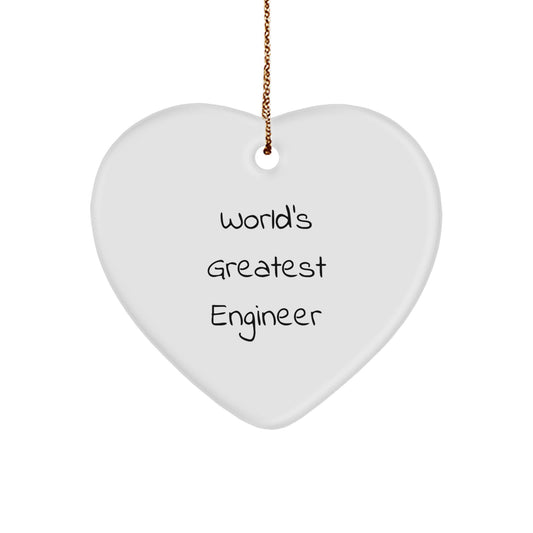 Funny Engineer Gifts from Friends, Heart Ornament for World's Greatest Engineer, Christmas Unique Presents - Image 1