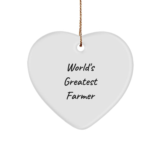 World's Greatest Farmer Funny Heart Ornament Gifts from Family to Farmer for Christmas - Image 1