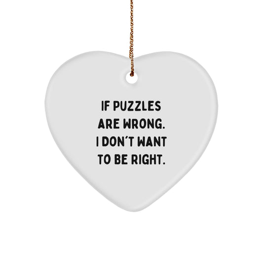 Funny Puzzles Gifts from Friends for Family Heart Ornament White Heart Shaped MDF Sublimation Design Christmas Unique - Image 1