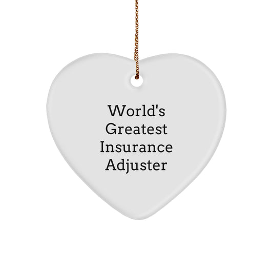 Funny World's Greatest Insurance Adjuster Gifts from Friends, Heart Ornament for Insurance Adjusters, Christmas Unique Gifts - Image 1