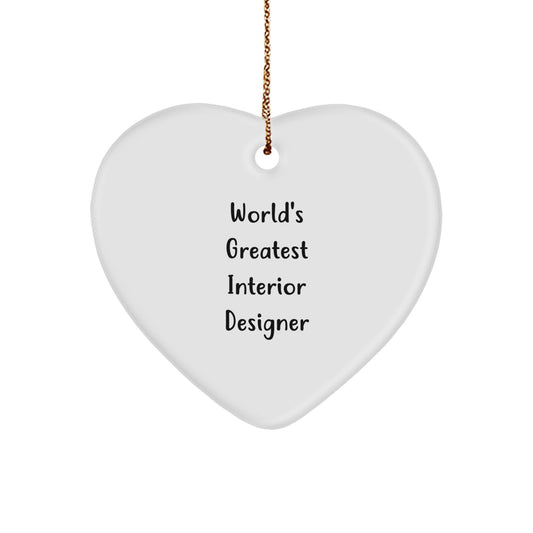 Funny Interior Designer Heart Ornament Gifts from Friends to Interior Designer, Inspirational Heart Shaped Ornament for Christmas Unique Gifts - Image 1