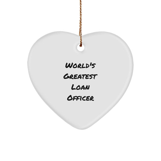 Funny Loan Officer Heart Ornaments, 'World's Greatest Loan Officer' Gifts from Friends for Christmas Unique Gifts - Image 1