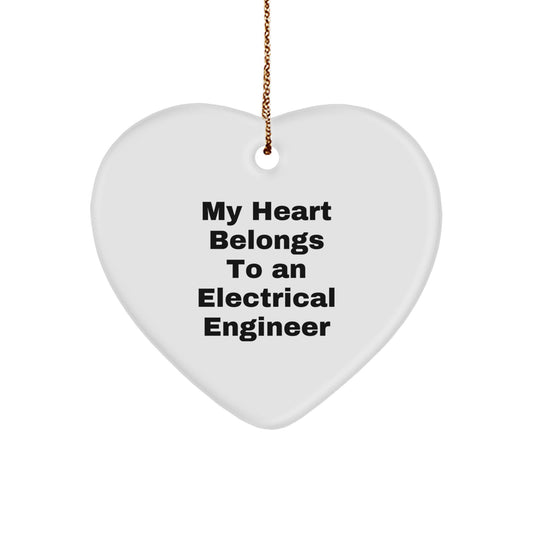 Funny Heart Ornament Electrical Engineer Gifts for Men - Gifts from Friends - My Heart Belongs To An Electrical Engineer Christmas Unique Gifts - Image 1