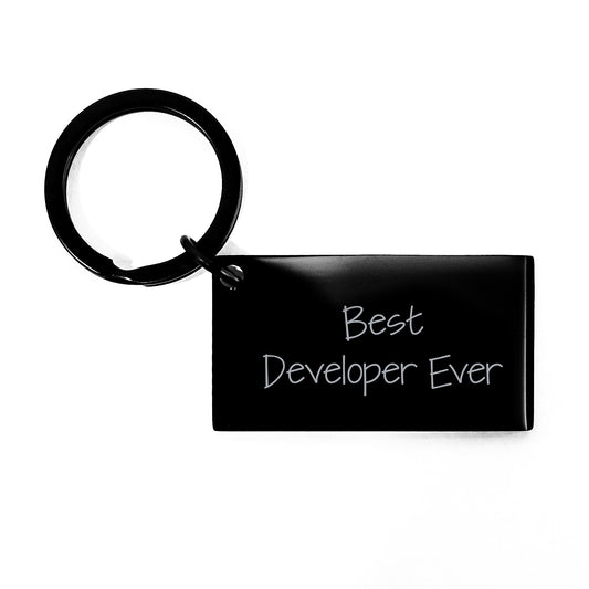 Developer Keychain Gift from Family - Best Developer Ever Engraved Quote, Graduation Unique Gifts for Him, Her, Friends, Coworkers, Family - Image 1