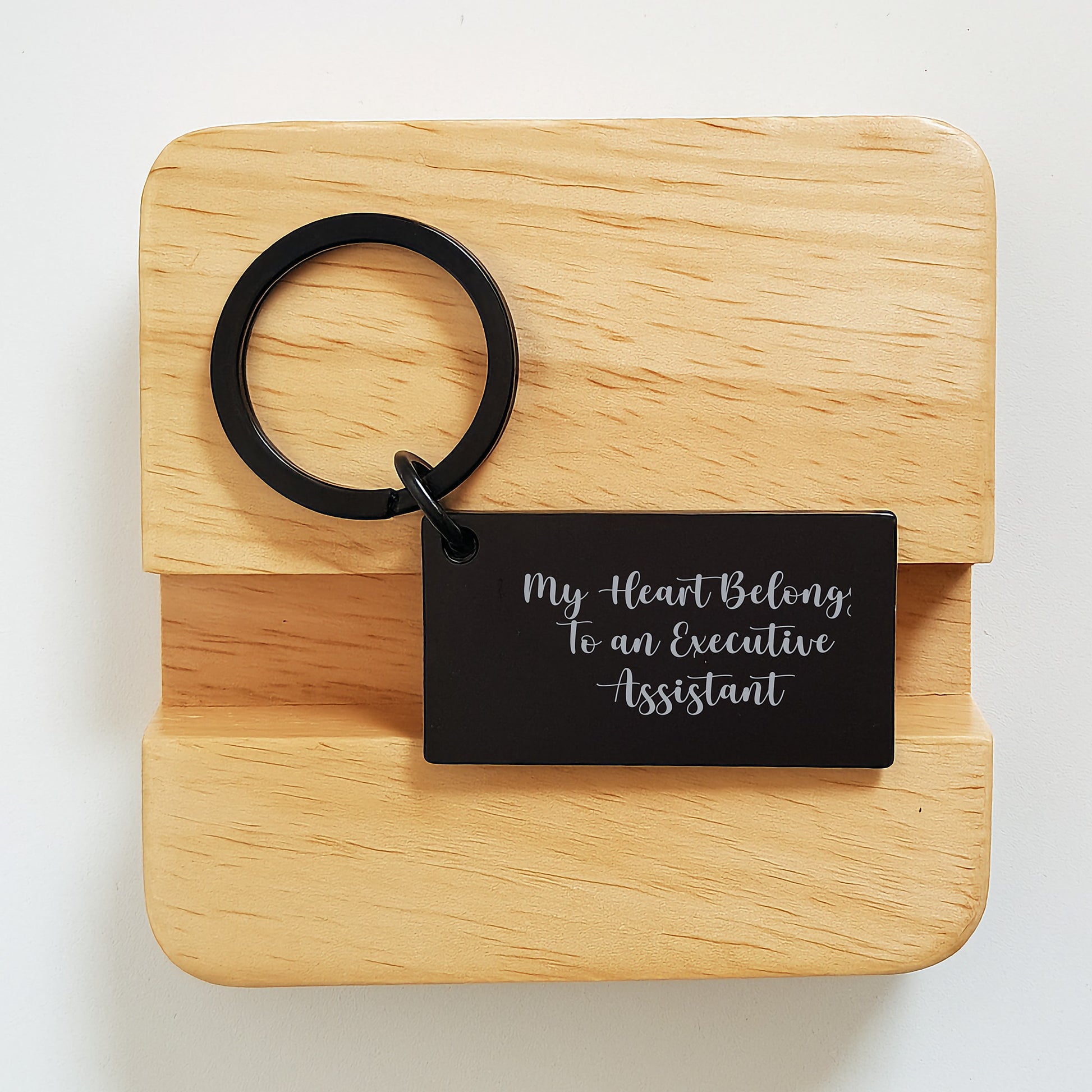 Funny Executive Assistant Gifts for Him - Keychain with 'My Heart Belongs To An Executive Assistant' Quote - Stainless Steel, Black, Christmas Unique Presents - Image 2