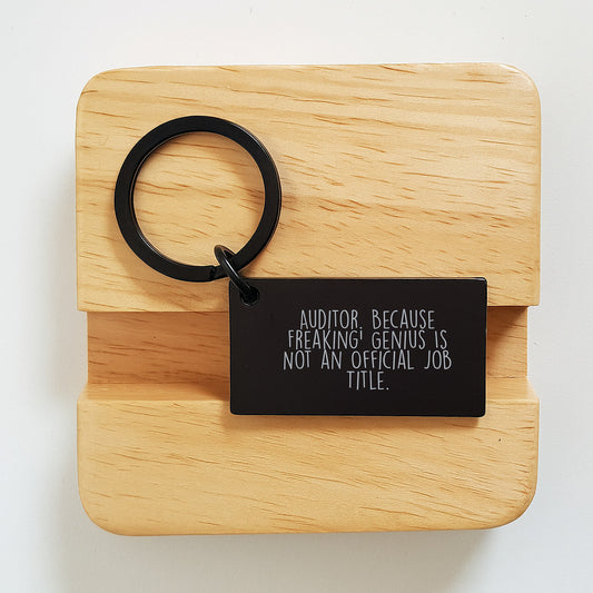 Funny Auditor Gifts, Keychain for Men, Birthday Unique Gifts from Friends, Inspirational Quote 'Auditor. Because Freaking' genius Is Not An Official Job Title.' for Him - Image 2