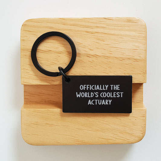 Actuary Gifts, Keychain for Graduation, Funny Quote 'Officially The World's Coolest Actuary' Gifts from Friends - Image 2