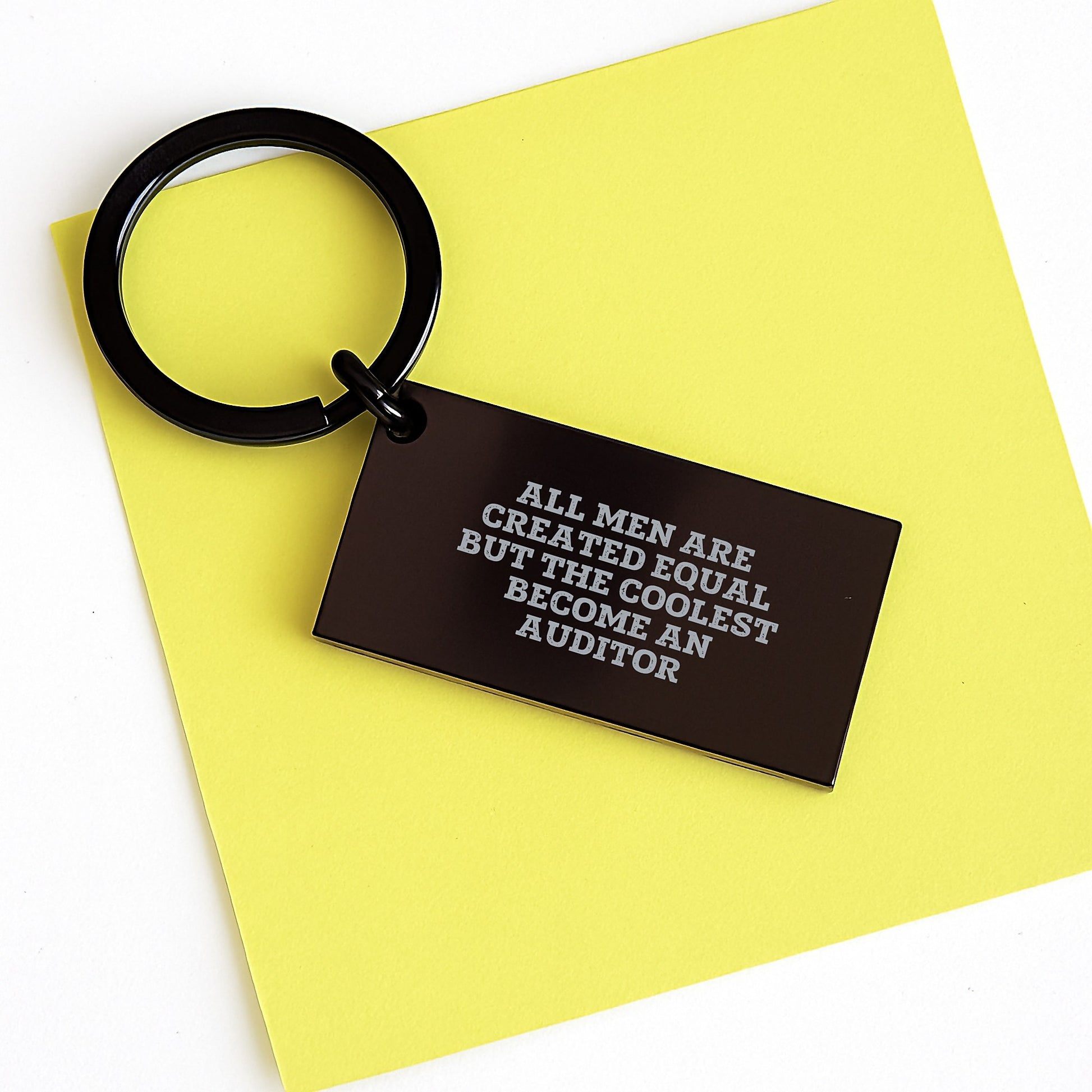 Funny Gifts for Auditors, Auditor Keychain from Friends, Christmas Unique Gifts, Keychain with Quote 'All Men Are Created Equal But The Coolest Become An Auditor' - Image 3