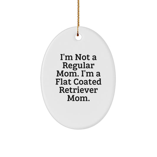 Funny Flat Coated Retriever Dog Mom Christmas Oval Ornament Gifts from Mom to Friends, Family, or Coworkers - Image 1