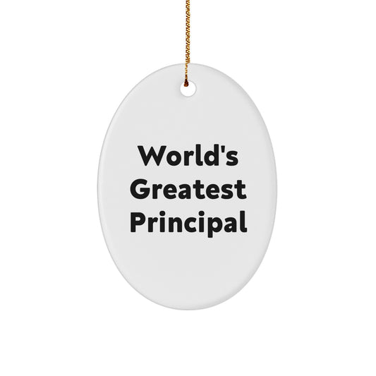 Funny World's Greatest Principal Oval Ornament for Christmas Unique Gifts from Family and Friends - Image 1