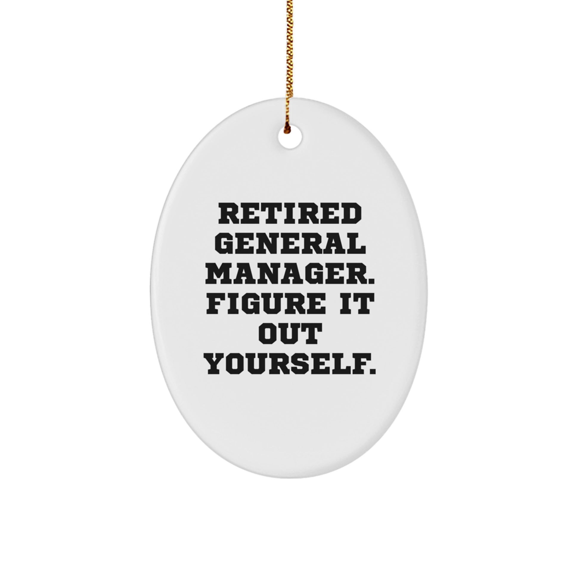 Funny General Manager Christmas Unique Gifts for Him - Oval Ornament from Friends and Family, Retired General Manager Figure It Out Yourself - Image 1