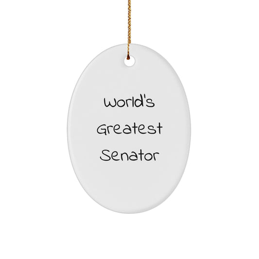 Witty Christmas Ornament Gift for Friends - World's Greatest Senator - Image 1