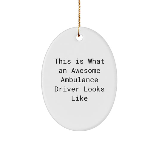 Ambulance Driver Gifts from Friends, Funny Oval Ornament This Is What An Awesome Ambulance Driver Looks Like, Christmas Unique Gifts for Men - Image 1