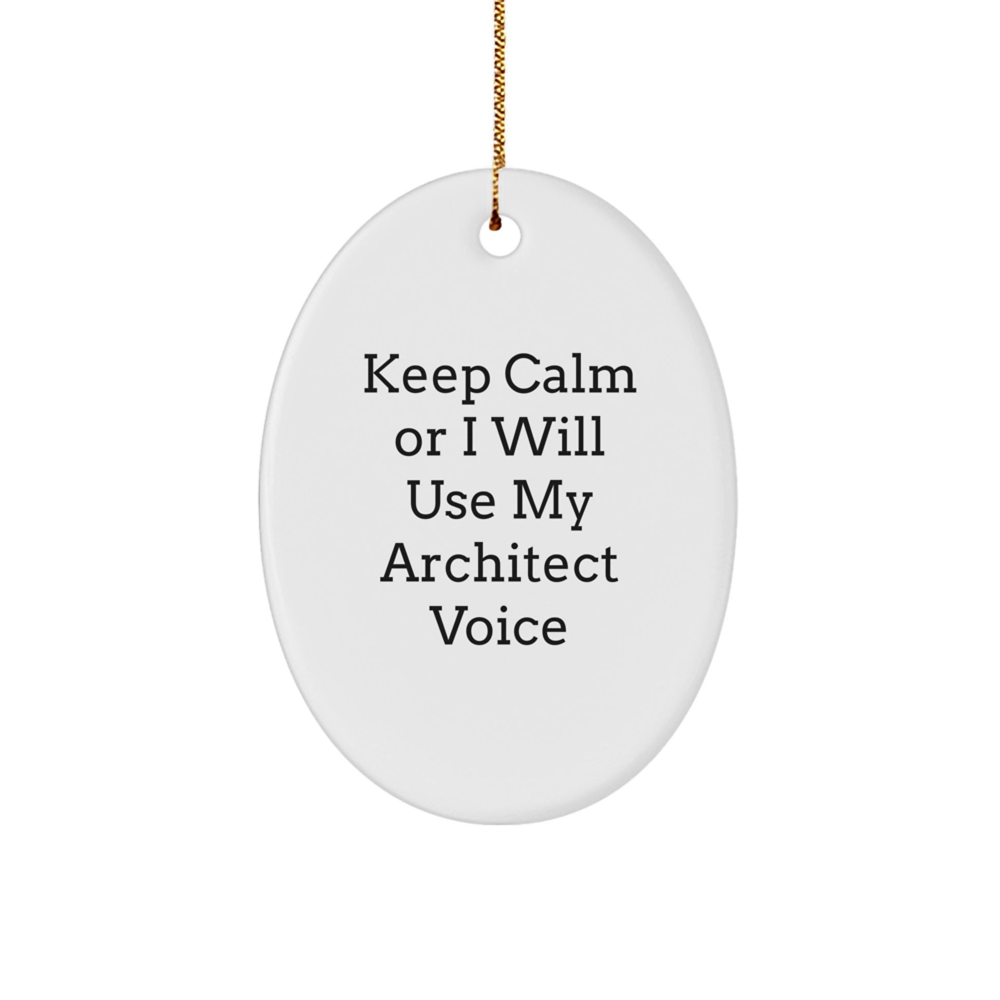 Funny Architect Oval Ornament Gifts for Men Women Friends Coworkers Family - Keep Calm Or I Will Use My Architect Voice, Unique Christmas Unique Gifts from Friends and Family, Oval Shaped MDF Wood - Image 1