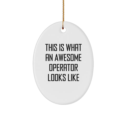 Funny Operator Christmas Unique Gift Oval Ornament, Gifts from Family for Operator Friends, This Is What An Awesome Operator Looks Like - Image 1