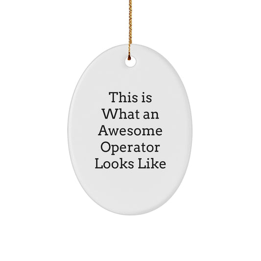 Gifts from Friends, Funny Operator Christmas Unique Gifts, Oval Ornament Quote - This Is What An Awesome Operator Looks Like - Image 1