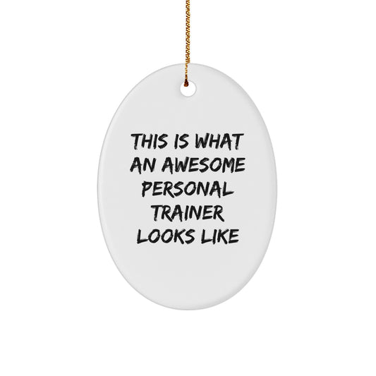 Funny Personal Trainer Gifts from Friends, Inspirational Oval Ornament Quote for Men, Christmas Unique Personal Trainer Decor - Image 1