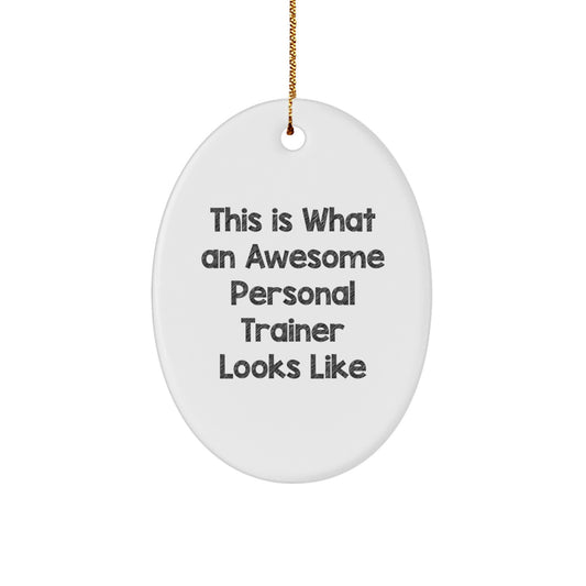 Funny Personal Trainer Christmas Unique Gifts for Men Oval Ornament, Gifts from Friends to Personal Trainer - Image 1